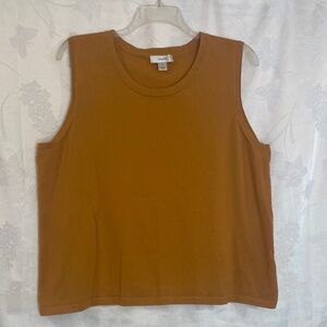 C J Banks 2X Sleeveless Tank Ribbed Neck Arms Hem Gold Very Good Used Condition